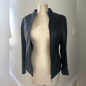 ambition Black Leather Zip-Front Moto Jacket